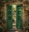 Walnut Double-Leaf Wooden Mosque Door – Model WDR-0059 – handcrafted kundekari mosque door detail view 1