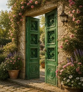 Walnut Double-Leaf Wooden Mosque Door – Model WDR-0059 – handcrafted kundekari mosque door detail view 3