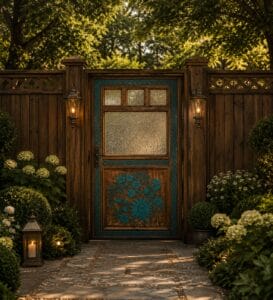 Walnut Wooden Mosque Door – Model WDR-0069 – handcrafted kundekari mosque door detail view 1