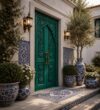 Carved Walnut Double-Leaf Wooden Mosque Door – Model WDR-0038 – handcrafted kundekari mosque door detail view 2