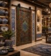Walnut Wooden Mosque Door – Model WDR-0061 – handcrafted kundekari mosque door detail view 1