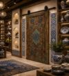Walnut Wooden Mosque Door – Model WDR-0061 – handcrafted kundekari mosque door detail view 2