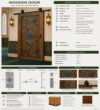 Walnut Wooden Mosque Door – Model WDR-0061 – handcrafted kundekari mosque door detail view 3