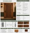 Walnut Single-Leaf Wooden Mosque Door – Model WDR-0075 – handcrafted kundekari mosque door detail view 4