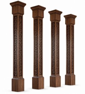 Carved CNC-Carved Walnut Wooden Mosque Door – Model WDR-0039 – custom handcrafted kundekari mosque door