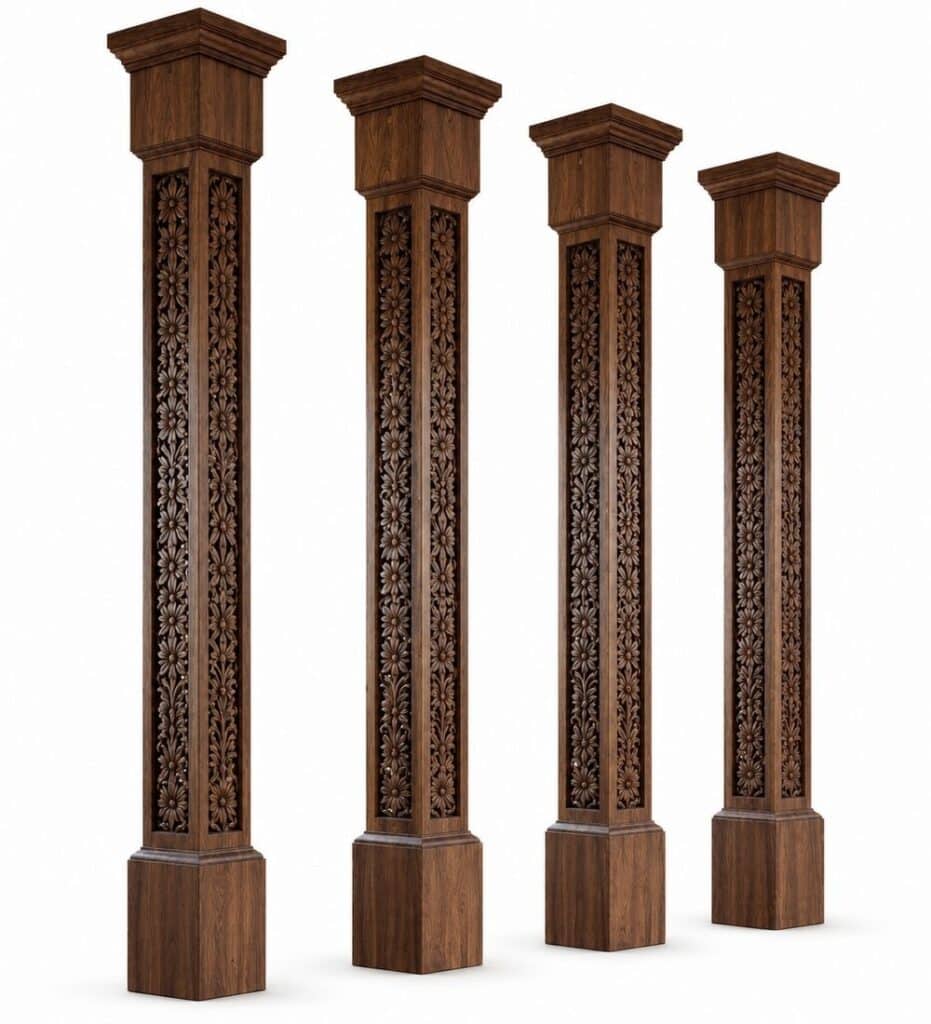 Carved CNC-Carved Walnut Wooden Mosque Door – Model WDR-0039 – custom handcrafted kundekari mosque door