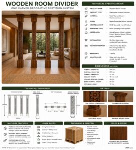 Carved CNC-Carved Walnut Wooden Mosque Door – Model WDR-0039 – handcrafted kundekari mosque door detail view 3