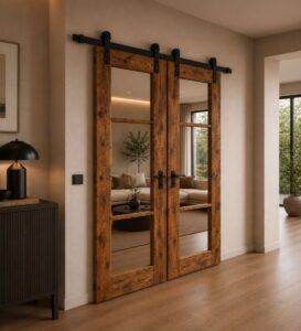 Double-Leaf Wooden Mosque Door – Model WDR-0044 – handcrafted kundekari mosque door detail view 4