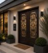 Double-Leaf Wooden Mosque Door – Model WDR-0020 – handcrafted kundekari mosque door detail view 2