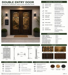 Double-Leaf Wooden Mosque Door – Model WDR-0020 – handcrafted kundekari mosque door detail view 4