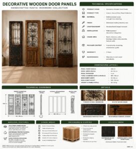 Wooden Mosque Door – Model WDR-0051 – handcrafted kundekari mosque door detail view 4