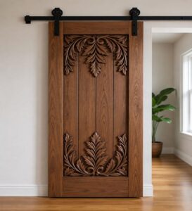 Carved Wooden Mosque Door – handcrafted kundekari mosque door detail view 4