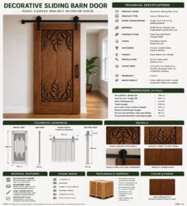 Carved Wooden Mosque Door – handcrafted kundekari mosque door detail view 2