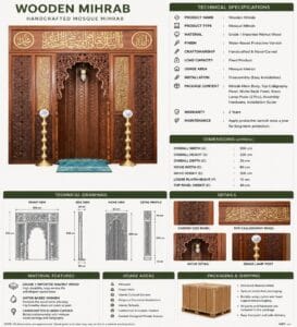 Wooden Mosque Mihrab – WA-07 – wooden mosque mihrab detail view 2
