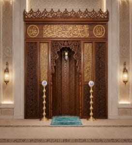 Wooden Mosque Mihrab – WA-07 – wooden mosque mihrab detail view 3
