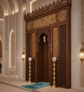 Wooden Mosque Mihrab – WA-07 – wooden mosque mihrab detail view 4