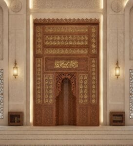 Wooden Mosque Mihrab – WA-06 – wooden mosque mihrab detail view 1