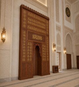 Wooden Mosque Mihrab – WA-06 – wooden mosque mihrab detail view 4