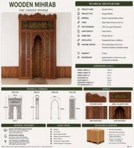 Wooden Mosque Mihrab – WA-05 – wooden mosque mihrab detail view 3
