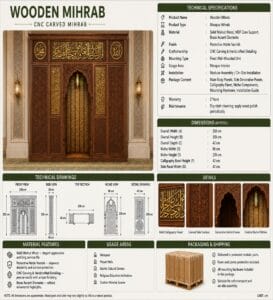 Wooden Mosque Mihrab – WA-04 – wooden mosque mihrab detail view 2