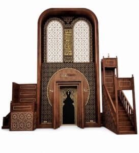 Wooden Mosque Mihrab and Minbar and Dais Set – WP-03 – custom wooden mosque mihrab