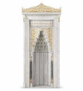 Marble Mosque Mihrab and Minbar and Dais Set – Model MST-0007 – custom wooden mosque mihrab