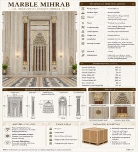 Marble Mosque Mihrab – MA-05 – wooden mosque mihrab detail view 4