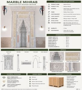 Marble Mosque Mihrab – MA-03 – wooden mosque mihrab detail view 2