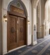 Modern Wooden Mosque Door – Model WDR-0006 – handcrafted kundekari mosque door detail view 2