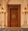 Metal Mosque Entrance Door – DOOR-03 – mosque chandelier detail view 1