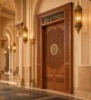 Metal Mosque Entrance Door – DOOR-03 – mosque chandelier detail view 2