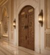 Modern Oak Wooden Mosque Door – handcrafted kundekari mosque door detail view 2