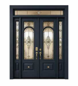 Double-Leaf Wooden Mosque Door – Model WDR-0032 – custom handcrafted kundekari mosque door