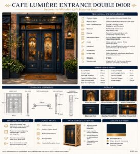 Double-Leaf Wooden Mosque Door – Model WDR-0032 – handcrafted kundekari mosque door detail view 3