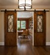 Walnut Double-Leaf Wooden Mosque Door – Model WDR-0034 – handcrafted kundekari mosque door detail view 1