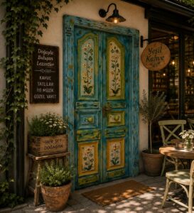 Double-Leaf Wooden Mosque Door – Model WDR-0027 – handcrafted kundekari mosque door detail view 2