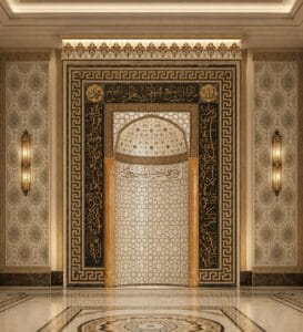 Tile Mosque Mihrab – TA-11 – wooden mosque mihrab detail view 1