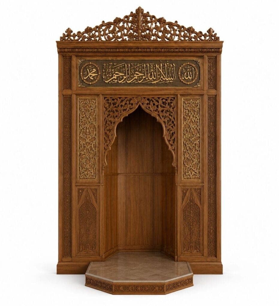 Seljuk-Style Wooden Mosque Mihrab – custom wooden mosque mihrab