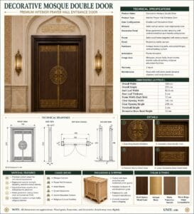 Wooden Mosque Door – WCD-02 – handcrafted kundekari mosque door detail view 3