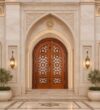 Wooden Mosque Door – Model WDR-0007 – handcrafted kundekari mosque door detail view 5
