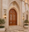 Wooden Mosque Door – Model WDR-0007 – handcrafted kundekari mosque door detail view 7