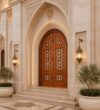 Wooden Mosque Door – Model WDR-0007 – handcrafted kundekari mosque door detail view 8