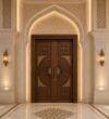 CNC-Carved Wooden Mosque Door – WCD-03 – handcrafted kundekari mosque door detail view 1
