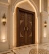 CNC-Carved Wooden Mosque Door – WCD-03 – handcrafted kundekari mosque door detail view 2