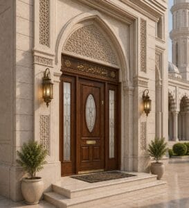 Custom Stained Glass Mosque Window – WCD-06 – mosque chandelier detail view 2