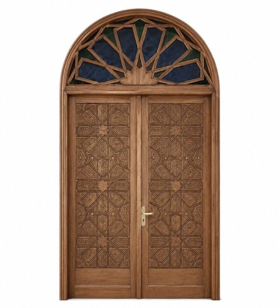 Seljuk-Style Wooden Mosque Door – custom handcrafted kundekari mosque door