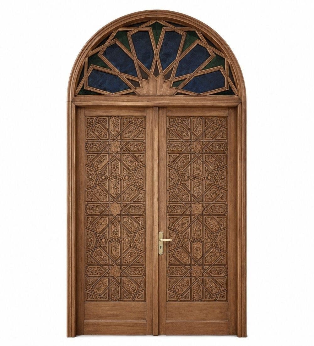 Seljuk-Style Wooden Mosque Door – custom handcrafted kundekari mosque door