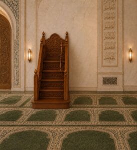 Premium Solid Wood Minbar - Dais – wooden mosque mihrab detail view 1