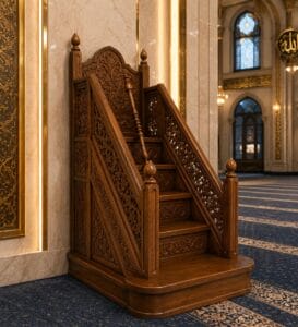 Premium Solid Wood Minbar - Dais – wooden mosque mihrab detail view 3