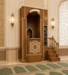 Ottoman Style Mosque Minbar-Dais – wooden mosque mihrab detail view 3